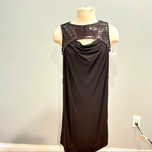 NWT Julie Dillon Black Sequin Draped Top A-Line Dress 4